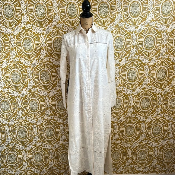 NWT Tuckernuck Pomander Place Ivory Eyelet Griffin Shirt Midi Dress Sz XS - Picture 2 of 14